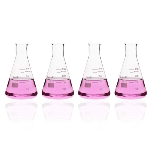 Vista 12 de Frascos Erlenmeyer de boca estrecha de vidrio, Vol.2000ml, 3.3 Borosilicato con graduación impresa, LVC010