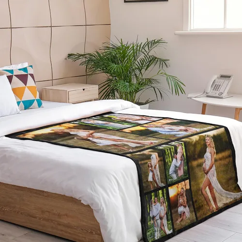 Vista 3 de DIYKST Manta de forro polar personalizada con fotos para familiares, amigos y mascotas, mantas personalizadas con collage de fotos de 1 a 9