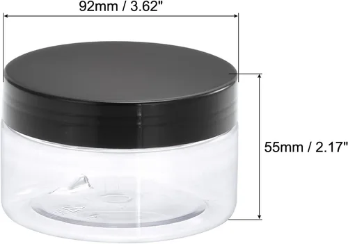 Vista 2 de uxcell Tarros redondos de plástico con tapa superior de rosca negra, 7 onzas/6.8 fl oz, recipientes vacíos transparentes de boca ancha