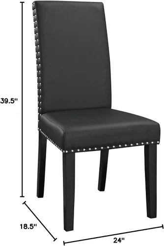 Vista 3 de LexMod silla de comedor de vinilo parte de un juego, Poliuretano, Negro