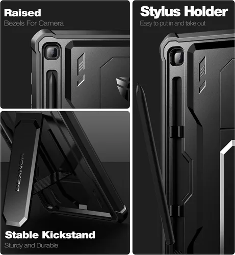 Vista 5 de Dexnor Funda para Samsung Galaxy Tab S6 Lite de 10.4 pulgadas 2024/2022/2020, [Protector de pantalla integrado y soporte] con portabolígrafos