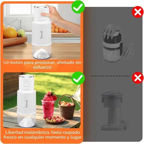 Vista 7 de Máquina de raspados de nieve, máquina raspadora de hielo portátil inalámbrica para granizados para el hogar con cargador USB y 3 vasos molde