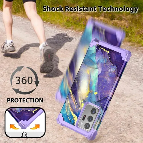 Vista 5 de Rancase Funda compatible con Note 20 Ultra, tres capas de alta resistencia a los golpes, protección de plástico duro + funda protectora de goma