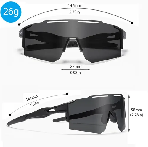 Vista 2 de Lentes de sol polarizados deportivos para hombres y mujeres, protección UV 400 TR90, para ciclismo, esquí, conducción, C1