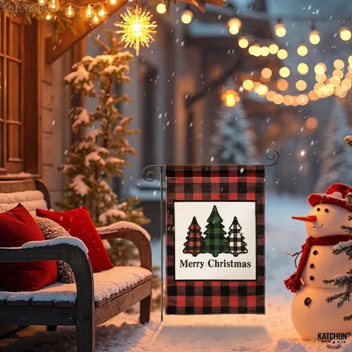 Vista 9 de KatchOn Merry Christmas Garden Flag - 12x18 Inch, Double Sided Yard Decorations for Outside House Banner