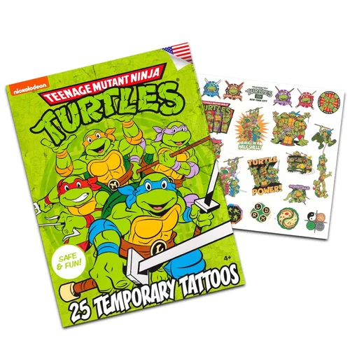Vista 2 de Teenage Mutant Ninja Turtles - Tatuajes temporales para niños ~ 100 tatuajes TMNT para niños y niñas, suministros de fiesta (TMNT Party Favors)