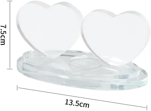 Vista 7 de Marco de fotos de cristal de doble corazón personalizado, pantalla de fotos de cristal personalizada, regalo creativo de fotos personalizadas