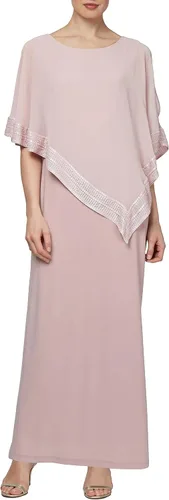 Vista 9 de S.L. Fashions Women's Long Capelet Mother of The Bride Dress with Metallic Trim (Petite and Regular Sizes)