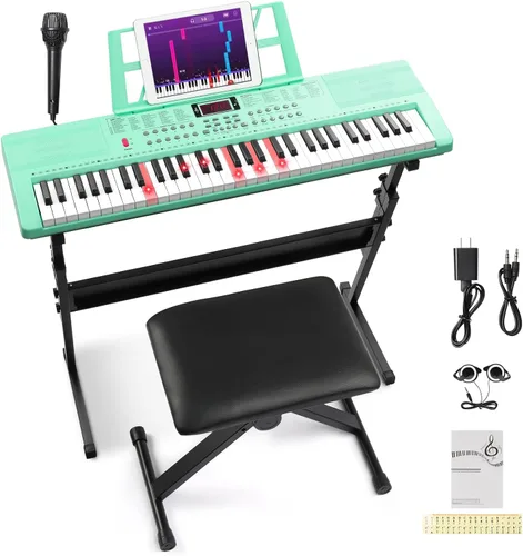 Vista 9 de Ktaxon Teclado eléctrico de piano de 61 teclas con teclas iluminadas Negro
