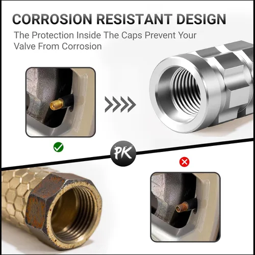 Vista 4 de Aluminum Tire Valve Stem Caps for VW T-Cross 2018-2024 2025, Anti-Rust Tires Air Valve Cap Stem Covers Corrosion-Resistant Automotive Exterior