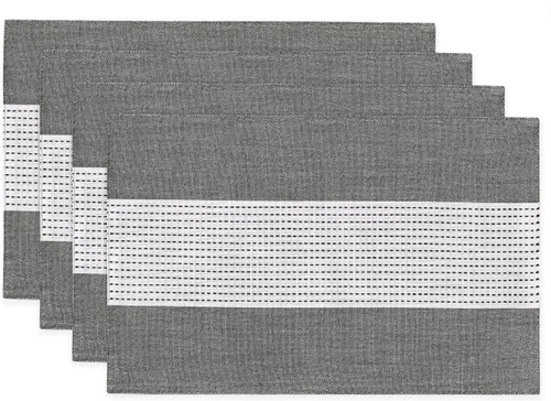 Vista 17 de Wracra Juego de 4 manteles individuales de lino, 12 x 18 pulgadas, manteles individuales de macramé para mesa de cocina y resistentes al calor Aqua