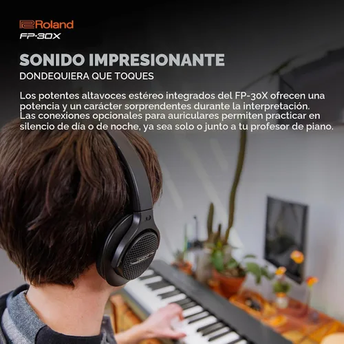 Vista 4 de Roland Piano digital con altavoces FP-30X - Negro