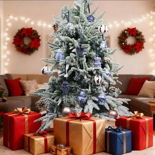 Vista 4 de 6 adornos chinos – Adornos colgantes de porcelana azul y blanca – Adornos de cerámica para árbol de Navidad y decoración de otoño (estilo clásico)