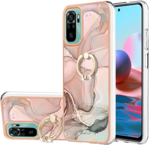 Vista 9 de XYX Funda compatible con Xiaomi Redmi Note 10s, TPU mármol a prueba de golpes, delgada, de cuerpo completo, funda protectora para teléfono con Azul