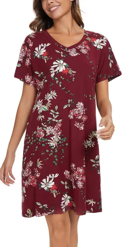 Vista 2 de Paquete de 2 camisones para mujer, camisas de dormir de algodón de manga corta