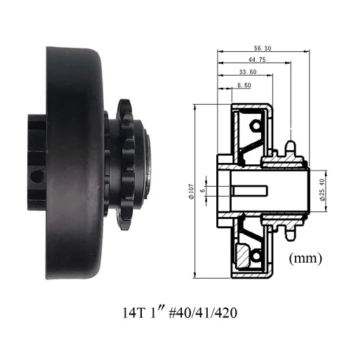 Vista 3 de Go Kart - Embrague centrífugo de 1 pulgada para 14 dientes 40/41/420 cadena Mini motor de bicicleta con cadena