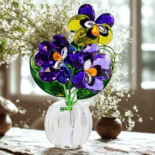 Vista 2 de Ganz 4 Pulgadas Pansy Posy Pot Acrílico Multicolor