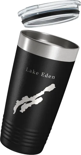 Vista 3 de Lake Eden Map Tumbler Travel Mug Insulated Laser Engraved Coffee Cup Vermont 20 oz Black