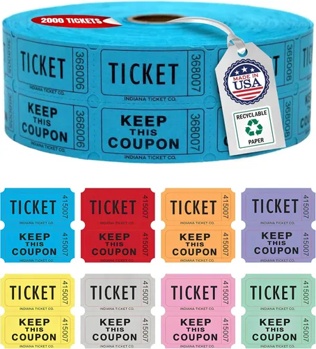 Vista 9 de INDIANA TICKET CO. 2000 boletos morados para rifas de doble rollo, boletos para rifas 50/50, entradas para eventos, carnavales, premios de puertas