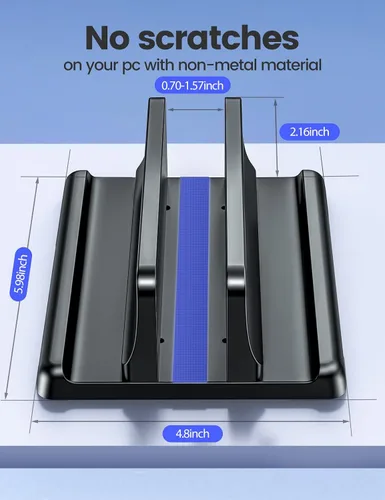 Vista 4 de Vaydeer Soporte vertical para laptop, soporte organizador de plástico ajustable para computadora de escritorio, para ahorrar espacio, 3 en 1