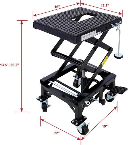 Vista 2 de 300LBS Hidráulica Motocicleta Scissor Jack Mesa Elevadora, 13.4-36.2" (negro)