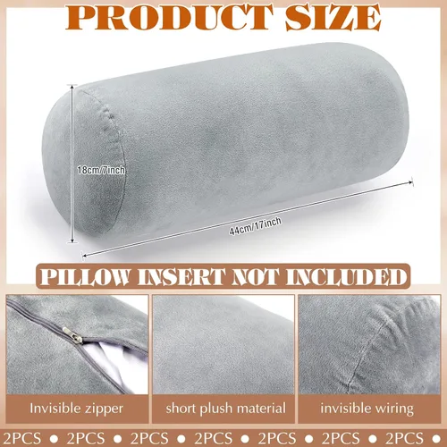 Vista 2 de Newwiee - 2 fundas de almohada cilíndricas de 17 x 7 pulgadas, color gris
