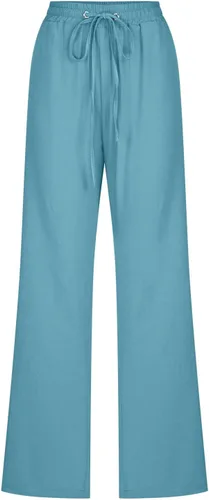 Vista 4 de SIUMOPA Pantalones elásticos de pierna recta para mujer, pantalones de trabajo diario, negocios, oficina, pantalones casuales con cordón