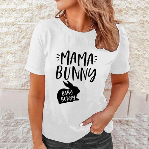 Vista 3 de Camisetas de Pascua para mujer, camisa de Pascua para mujer, camiseta divertida de conejo, camiseta gráfica de conejo, camiseta casual de manga