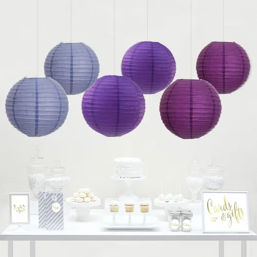 Vista 6 de Andaz Press - Juego de farol de papel para colgar, 1 Lavanda Ciruela Royal Purple