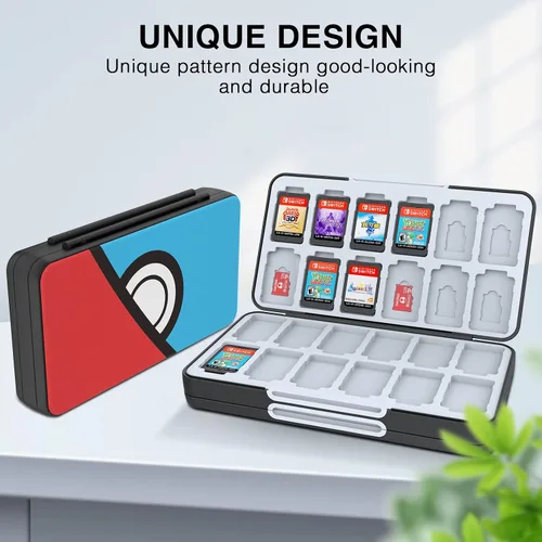 Vista 6 de HEIYING Game Card Case for Nintendo Switch&Switch OLED,Customized Pattern Switch Lite Game Card Storage Box with 48 Game Card Slots and 24 Micro SD