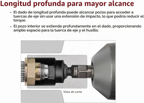 Vista 4 de TEKTON Juego de dados de impacto de tuerca de eje de transmisión de 1/2 pulgada, 7 piezas SID92003