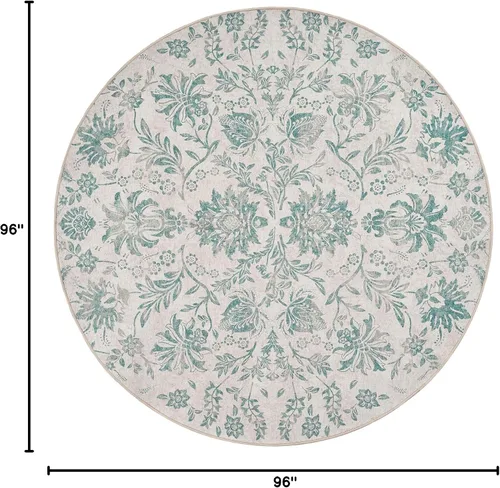 Vista 320 de jinchan Lima - Alfombra simétrica floral geométrica lavable, alfombra de entrada de medio círculo de 2 x 3, alfombra de media luna, suave y Azul