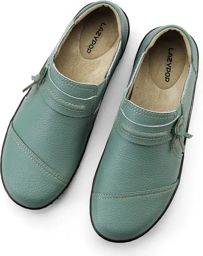 Vista 9 de LAZYPOP Mocasines de cuero clásicos y cómodos para mujer, bonitos zapatos de vestir informales, ligeros, para caminar, zapatos planos