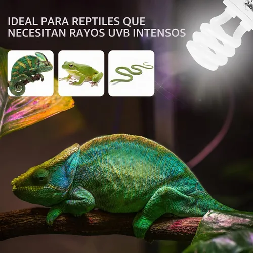 Vista 4 de LUCKY HERP Lámpara fluorescente compacta UVA UVB para reptiles 5.0, 13 W, lámpara tropical para terrario