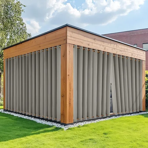 Vista 22 de HDCAXKJ Cortinas impermeables para exteriores para patio con cremallera superior e inferior, cortinas térmicas de privacidad con ojales, 2 paneles