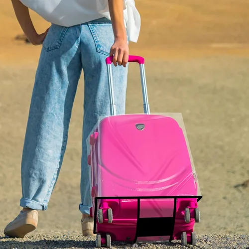 Vista 6 de Sherr 3 fundas transparentes para equipaje para maleta, impermeable, protector de equipaje, cubierta protectora para viajes, Transparente, negro.