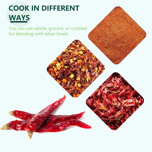 Vista 6 de Pimiento rojo seco, chiles secos enteros, chiles secos rojos de 4.23 onzas, bolsa resellable, pimientos secos para curry, tofu, sopas, olla caliente