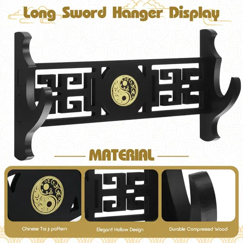 Vista 6 de Barydat Soporte para espada de 1 nivel, soporte de pared, soporte de pared para espada samurái, soporte para Katana japonés, colección