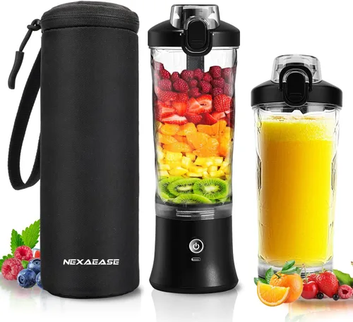 Vista 11 de Licuadora portátil exprimidor personal para batidos batidos con mango oculto 16 Oz Electric Protein Shaker Bottle, USB-C Rechargeable, Mini Small