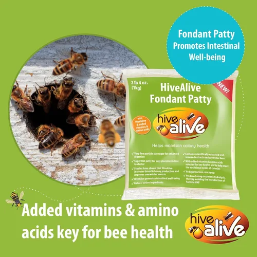 Vista 5 de HIVE ALIVE Fondant de alimento para abejas para alimentación de invierno, primavera y otoño, 2.2 libras x 15 unidades Paquete de 15 unidades de 2.2