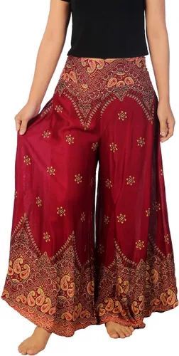 Vista 17 de Lannaclothesdesign Boho Palazzo Pants Women Pavo real colorido negro