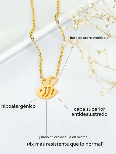 Vista 4 de Altitude Boutique Collar de abejorro, collar de colmena de abeja de miel para mujer (plata, oro)