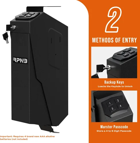 Vista 6 de RPNB - Caja fuerte montada para armas, con certificación California DOJ, tapa de apertura automática, caja fuerte inteligente para pistola