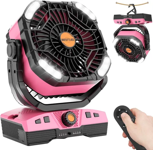 Vista 9 de WESTTREE - Ventilador de 45000 mAh, potente flujo de aire, funciona con pilas, ventilador de exterior para dormitorio, silencioso y oscilante