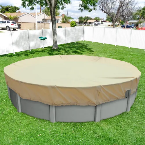 Vista 9 de Windscreen4less Cubierta de seguridad redonda impermeable para piscina de invierno de 9 pies con cable de alambre a lo largo de los bordes