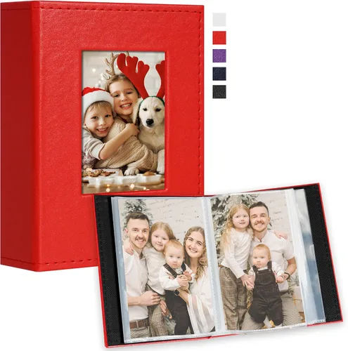 Vista 10 de Vienrose Álbum de fotos pequeño de 4 x 6 pulgadas, paquete de 2 mini libros de fotos con cubierta de cuero, 26 páginas con capacidad para 52