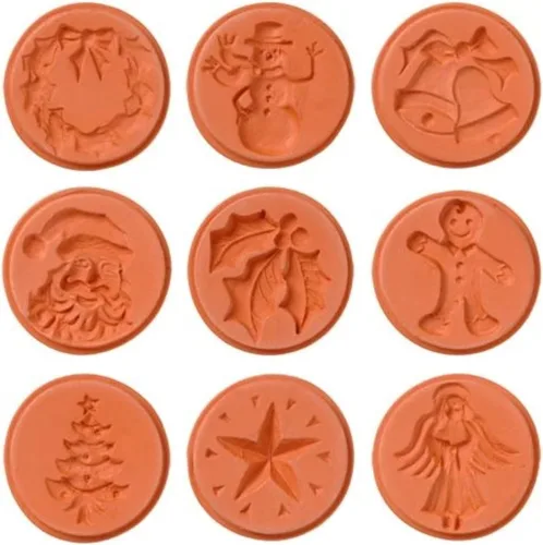 Vista 20 de JBK Pottery Sellos de Galletas de Terra Cotta para Hornear, Seguros para Horno y Lavavajillas - Cortador de Galletas, Moldeador, Prensa de Sellos