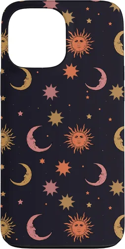 Vista 23 de Funda para iPhone 16 Whimsigoth Aesthetic Hippie Celestial Vintage Half Moon Sun