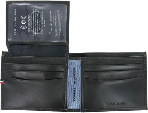 Vista 3 de Tommy Hilfiger Billetera de cuero para hombre y VALET, bi-fold, protección RFID - NEGRO (31HP220040), Negro -, Cartera Rfid
