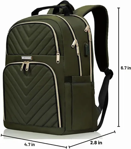 Vista 8 de Big Student Mochila Universitaria Mujeres Secundaria Escuela Secundaria Verde militar